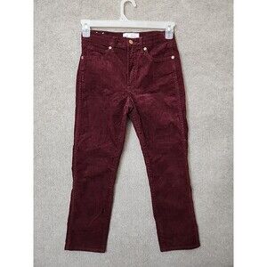 GAP High Rise Vintage Slim Corduroy Pants Womens 26 2 Petite Maroon Stretch